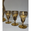 Image 4 : Vintage Frosted Glass Decanter w/ Gold Design 12.5 T, and Five Matching Shot Glasses