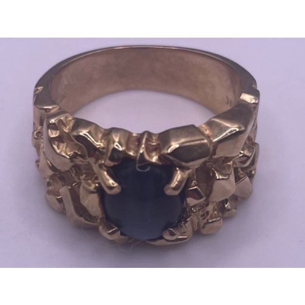 One Gent's Cat's Eye Gemstone Ring 10K YG; Ring Weighs 14.2g 