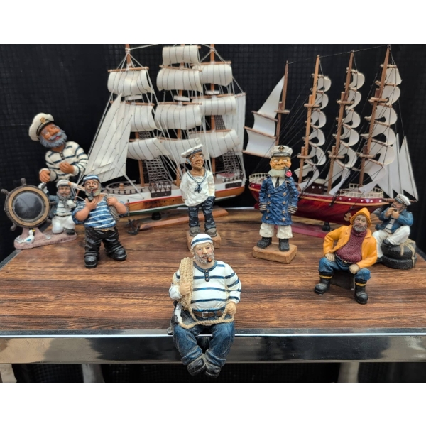 Sailor Figures and Two Boats