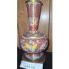 Image 2 : Pair of Enamel Painted Vases w Bases.  9 1/2 h 