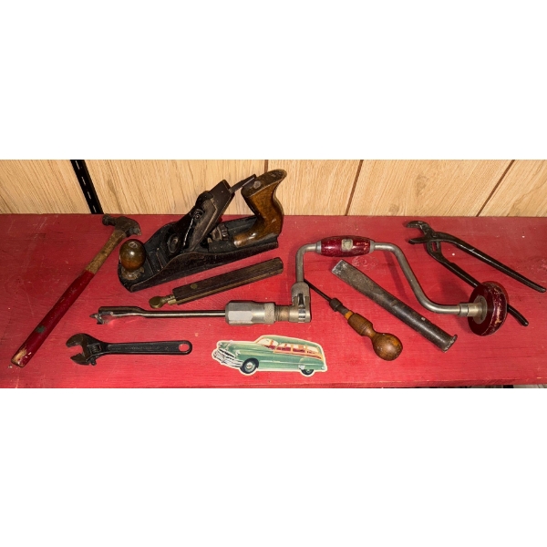 Collection Of Vintage Woodworking Tools-Claw Hammer, Plane, Chisel, Wrench,Pliers+++
