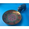 Decorative Bear Figure w/ Colorful Decorative Brass Painted Plate (8W) 
