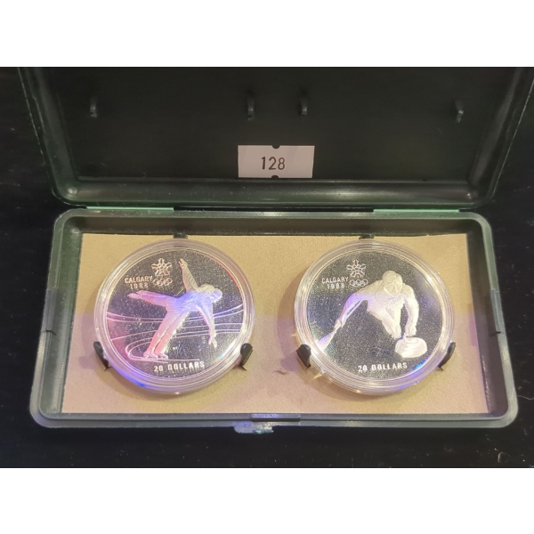 RCM 1988 Winter Olympics, Calgary - Curling and Ice Skating Sterling Silver 9.25 Coins 34.07g each