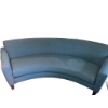 Image 5 : Curved Blue Upholstered Sofa with Tapered Wooden Legs