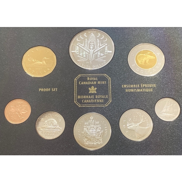 2000 Canadian Proof Set 92.5% Silver 1.69 Troy Ounces