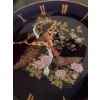 Image 3 : Navy Blue Floral Wall Clock w/ Antique Barometer 8T