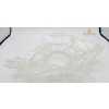 Image 3 : Vintage Organically Shaped Shallow Centerpiece Bowl Crafted White Iridescent Opalescent Art Glass