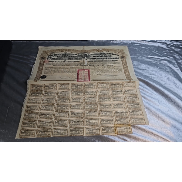 1913 Government Of The Chinese Republic 5.5% Gold Loan Bond For The Province Of Petchili.