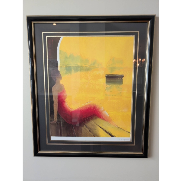 'Red Lady' by Bel Lec, Framed Oil On Canvas 30x36