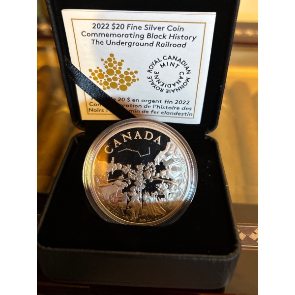 2022 $20 Commemorating Black History: The Underground Railroad - Pure Silver Coin