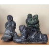 Image 1 : Wolf Soapstone Sculptures: Sledder 2 W, 5 D, 4.5 T, Laying 3 W, 5 D, 2.5 T, Couple 3 W, 2 D, 5 T 