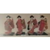 Image 1 : Four Japanese Geisha Figurines in Traditional Silk Kimonos