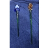 Image 1 : Blue and Orange Glass Flower Wands 19L & 16L