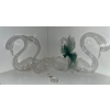 Image 1 : Vintage Art Glass - Hand Blown Swans 7L - Oil Lamps