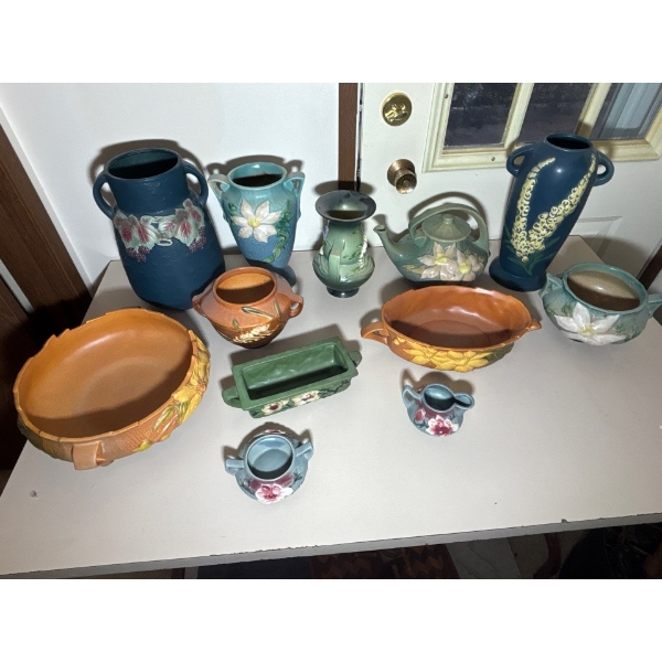 Collection Of Roseville Flower Pottery 