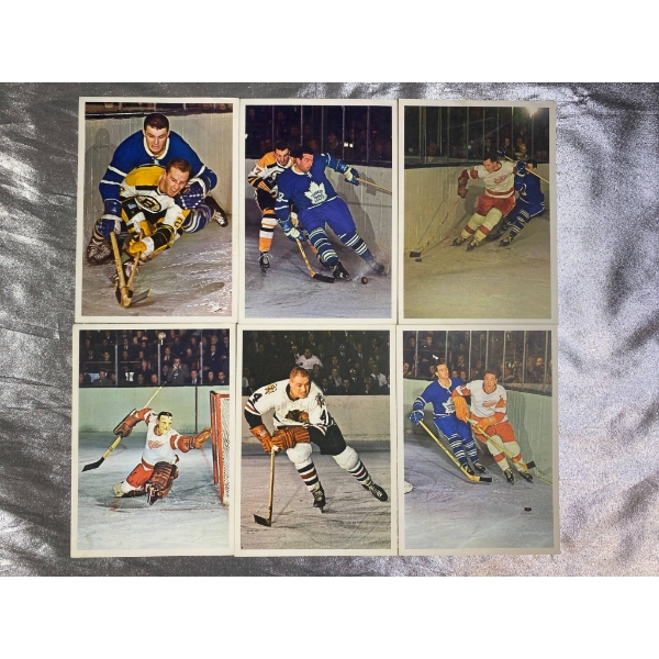6 Vintage Ice Hockey Action Trading Cards