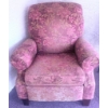Image 1 : Floral Upholstered Armchair with Rolled Arms and Wooden Legs