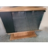 Image 1 : TV Stand w/ Glass Front Cabinet and Side Storage Shelves for DVD's/ CD's/ Games 28 W, 16 D, 29 T