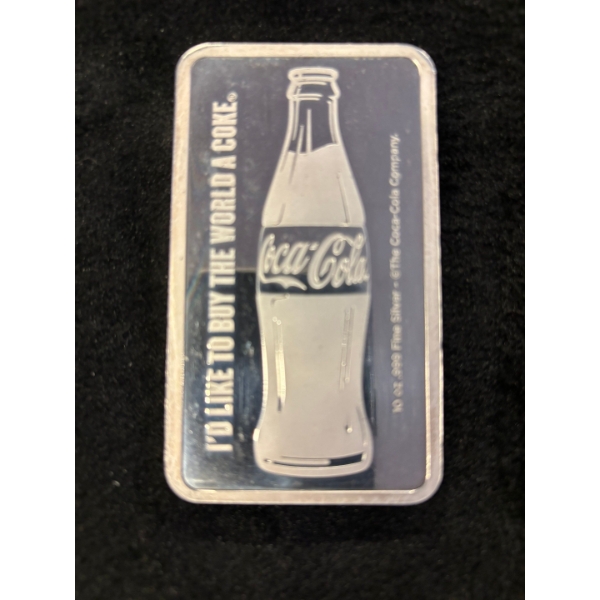 Coca-Cola 10oz .999 Silver Collectors Bar 