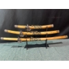 Image 2 : Set of Wooden Sheath Katana Swords w/Dragon Deco (11"tallest)