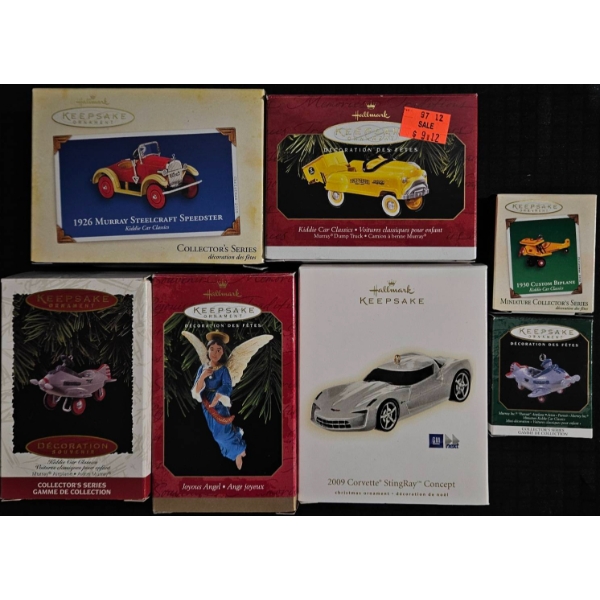 Hallmark Keepsake Die-Cast Metal Ornament Lot, Assorted Cars