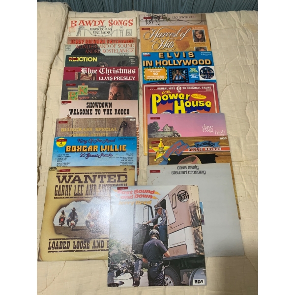 12 Vintage Vinyl Records Featuring Various Artists and Genres