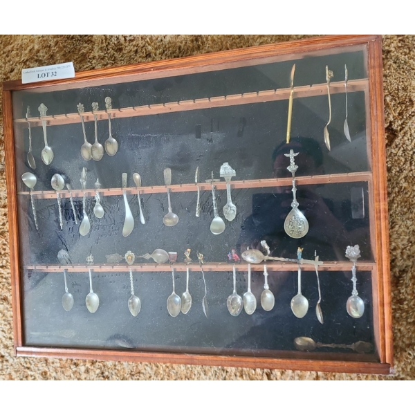 Display Case w Asst Spoons 24 w, 20 h