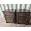 Image 1 : Pair of Wooden Nightstands 3 Drawers and Metal Handles 25Wx18.5Dx32.5H