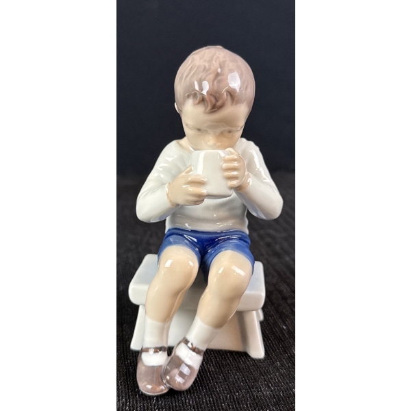 Copenhagen Porcelain Boy Drinking Figurine 5.5T