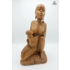 Image 3 : Hand-Carved Wooden Sculpture Depicting A Mother And Child 21''INCHES HEIGHT.