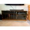 Image 1 : Mid Century Modern Record Holder Oak Cabinet Smoked Glass Doors Contents Not Included 59L x 18W x 25