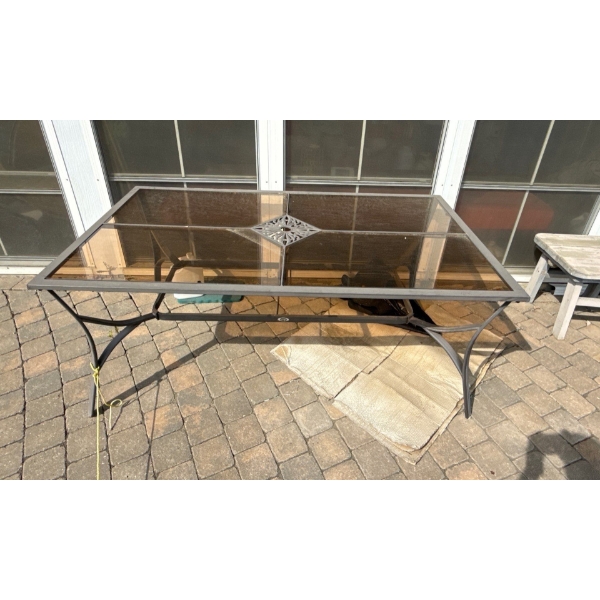 Large Glass & Metal Outdoor Table, Table Only 