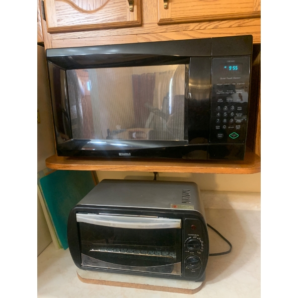 Black Kenmore Microwave and Oster Toaster Oven Combination