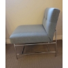Image 3 : Modern Mid Century Inspired Accent Chairs - Chrome w/ Pastel Blue Upholstery 28x33x25 