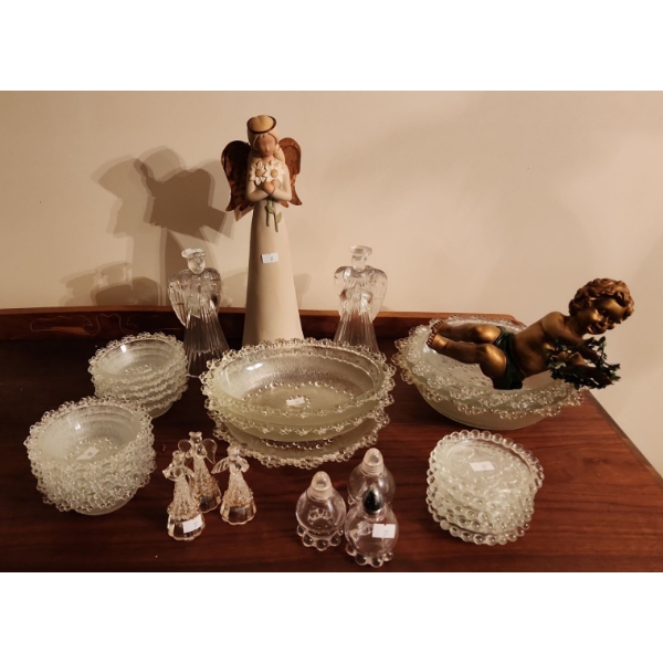 Bubble Lace Glassware Serving Bowl Set, Various Angels- Tallest 14 T, and More!
