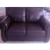 Image 2 : Natuzzi Two-Seater Loveseat in Brown Leather Upholstery