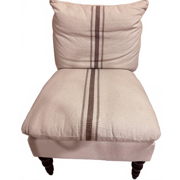 Armless Upholstered Side Chair with Stripe Accent