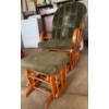 Image 1 : Velvet Green Upholstered Rocking Chair & Ottoman  Vintage Glider