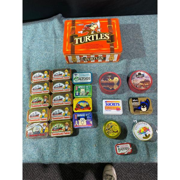 Tins: Fisherman's Friend, Altoids, Turtles