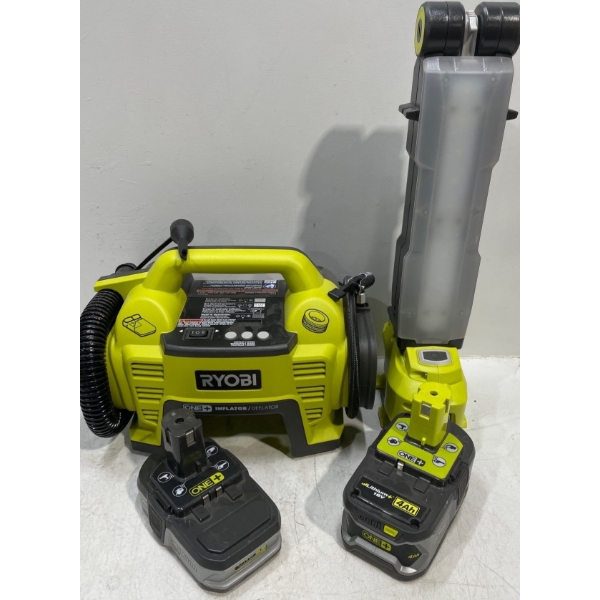 Ryobi inflator/deflator and Ryobi portable light