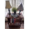 Image 1 : Vintage Book Case w/ Tiffany Style Lamp (Cracked) Tasseled Table Lamp Decor & More