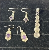 Image 1 : Collection of Purple Stone Earrings and Pendant