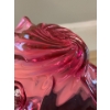 Image 4 : Cranberry Blown Glass Basket (7.5W, 7T) w/ Lovely Pink Tray & Decorative Glass Figure