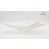 Image 4 : Vintage Organically Shaped Shallow Centerpiece Bowl Crafted White Iridescent Opalescent Art Glass
