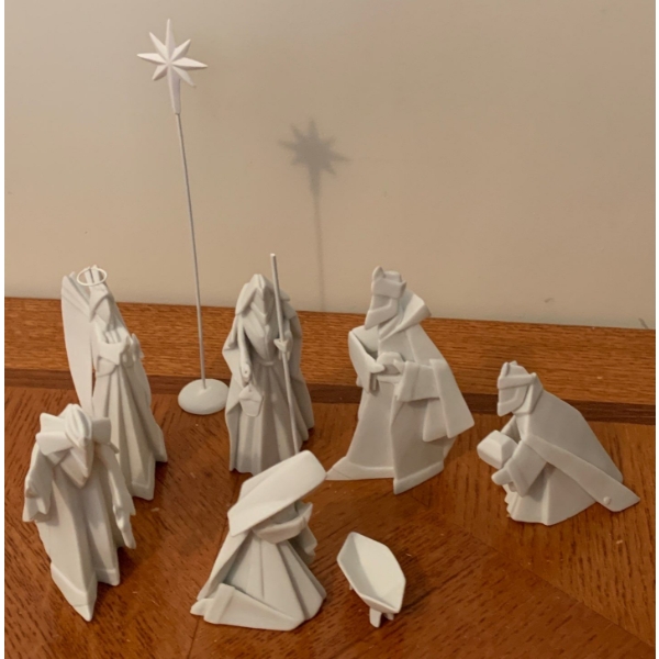 380 Degrees - 'Origami' Attractive Plaster Nativity Scene 