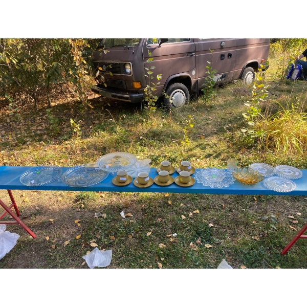 Ceramic Teacup Set & Glassware