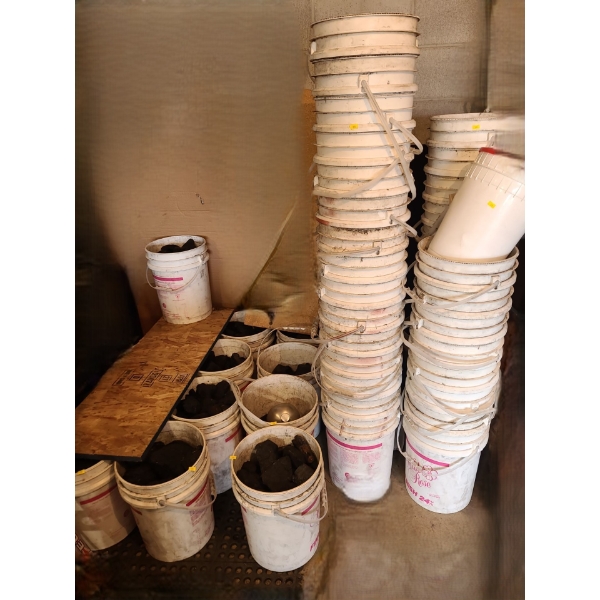 Buckets w/ Charcoal and Extra Empty Utility Pails