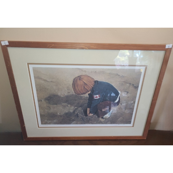 Numbered Print 124/200 "Happiness Is"- Artist Febbo, 23 X 17 Framed Under Glass 