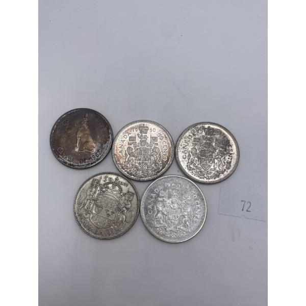 Pre 1967 Canadian Half Dollars 58.3g 80%