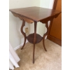 Image 2 : Antique Wooden Side Table With Ornate Detailing and Two Tier Design